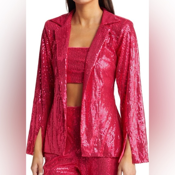 Amy Lynn Plunge Neck Sequin Blazer Size Large - Picture 2 of 14